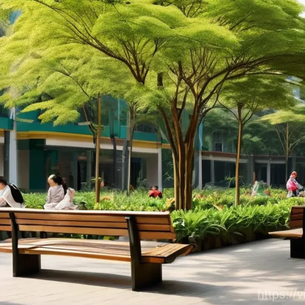 휴먼스케일 도시계획의 국제적 비교 - **Prompt:** "A vibrant, human-centered park in the heart of a bustling Vietnamese city, reminiscent ...