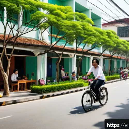 Home 28 휴먼스케일 도시계획의 법적 프레임워크 - A vibrant urban street scene in a modern Vietnamese city designed with Human Scale principles: wide,...